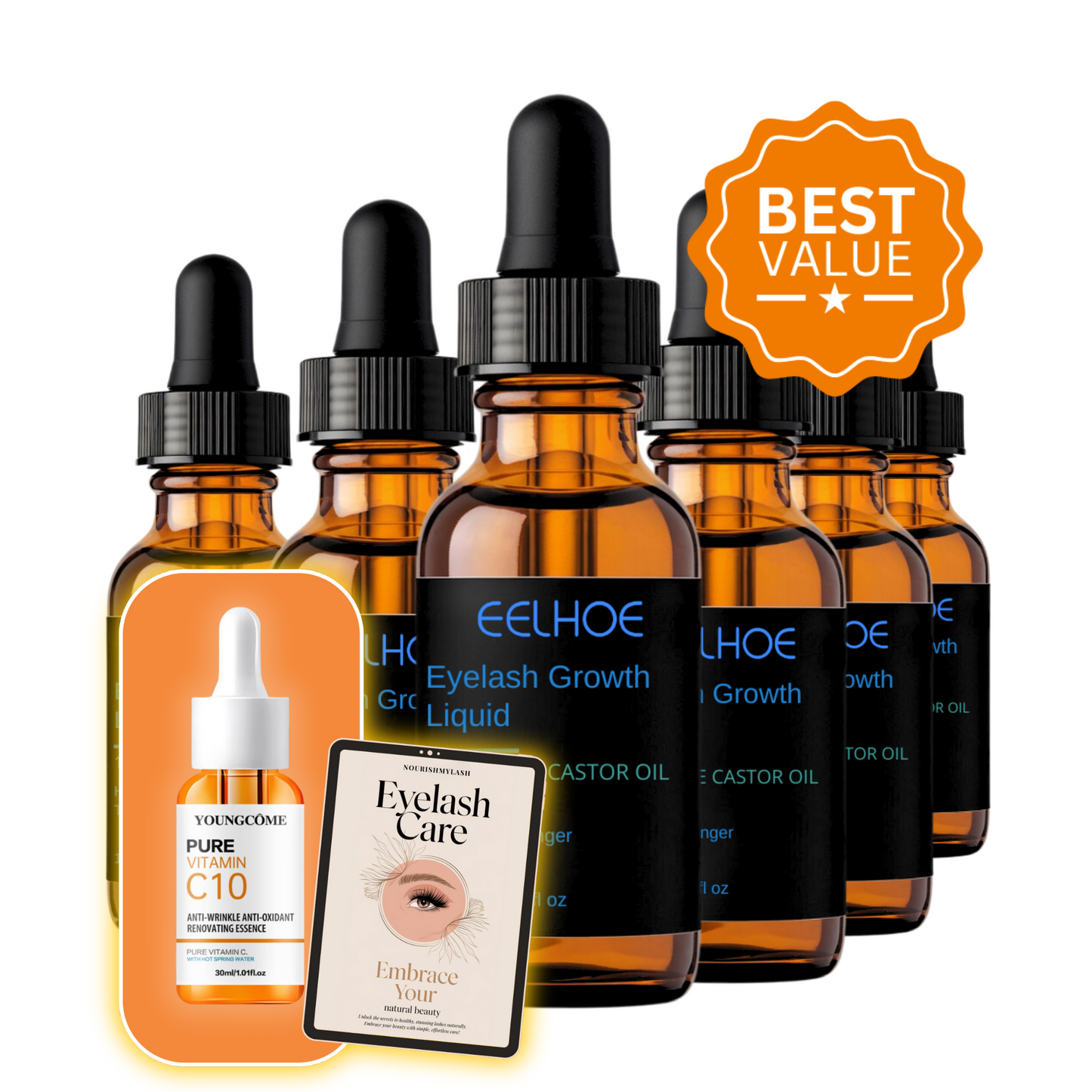 6x Fast Lash Growth Serum + Vitamin C Skincare Serum + Free Eyelash Care eBook